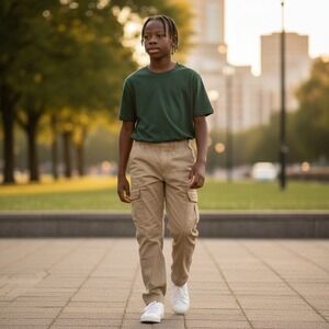 Children's Place Pants Khaki Elastic Pull On Adjustable Size 12 Pockets